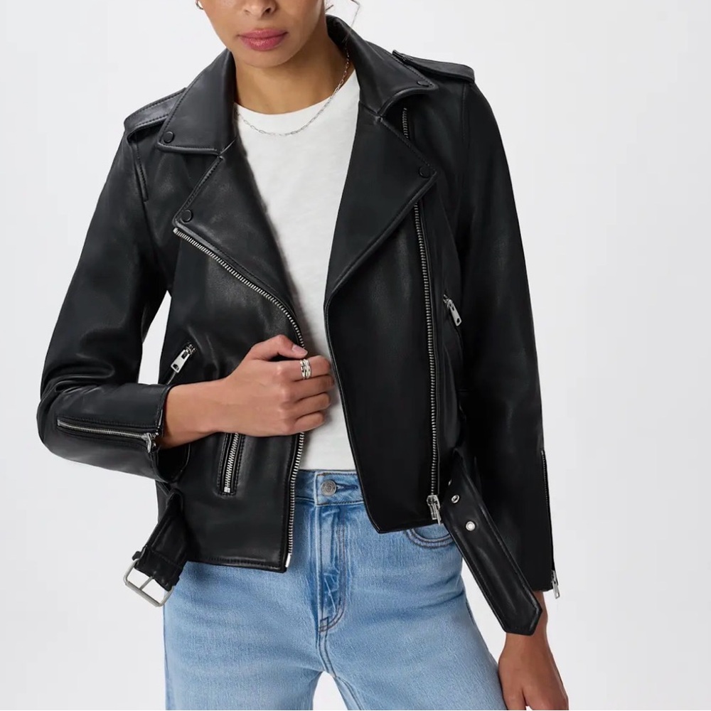 Quince - Top grain sheep leather moto jacket with silver hardware NWOT